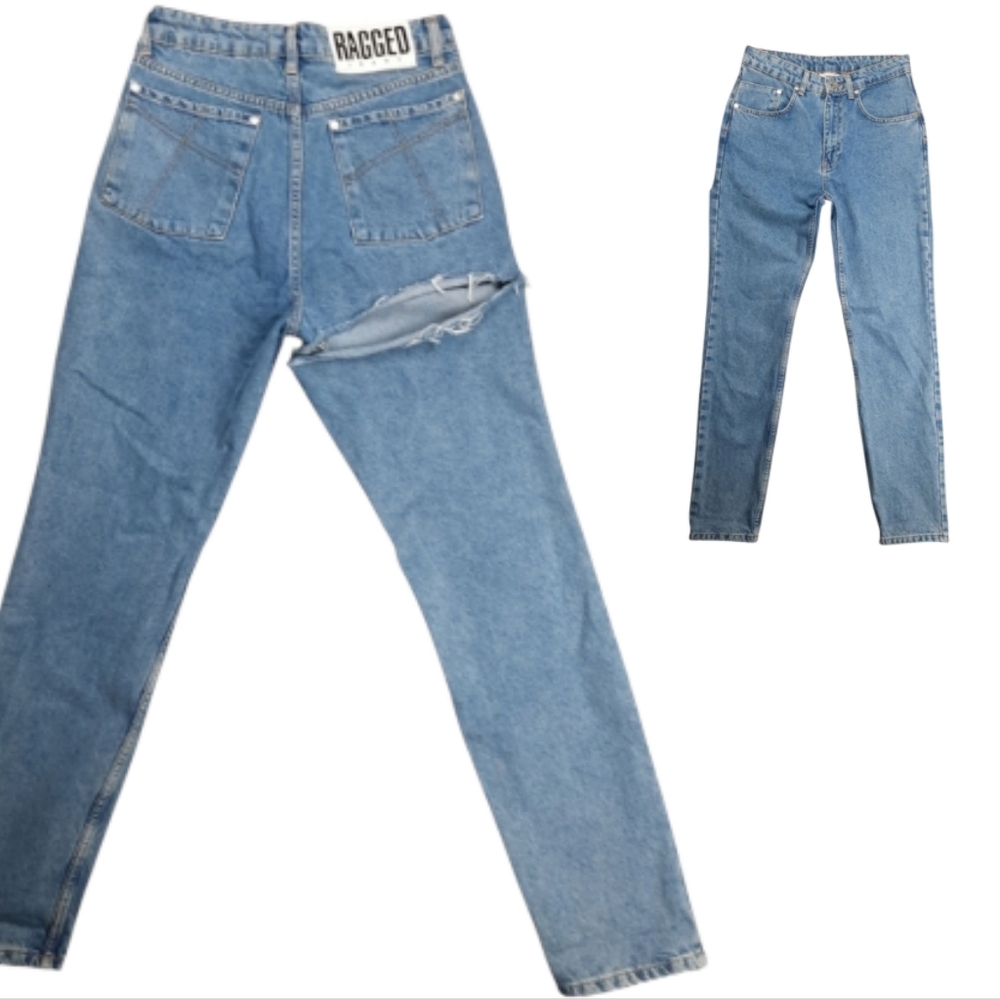 The Ragged Priest Back-Slash High Rise Taper Straight Blue Jeans SZ 28